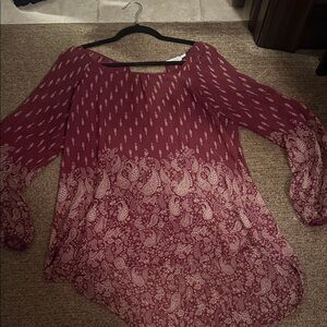 Elegant Burgundy Paisley Women's Top